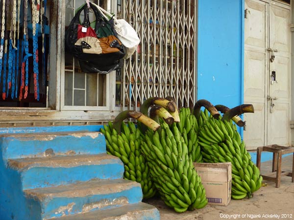 Bananas on a street in Uganda, photograph copyright of Ngaire Ackerley