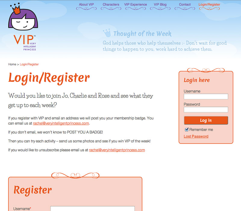 Login and Register section of the webstie